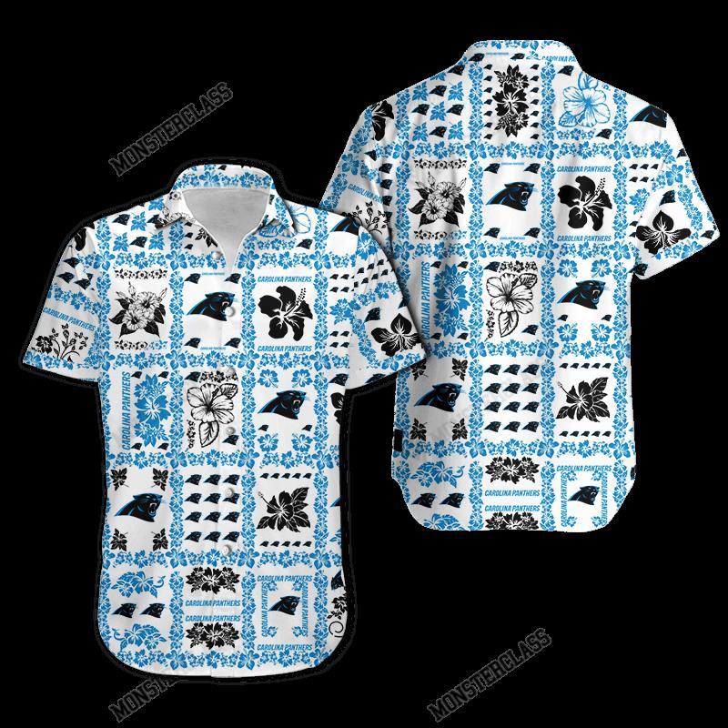 BEST NFL Carolina Panthers Hibiscus Hawaiian Shirt, Short 4