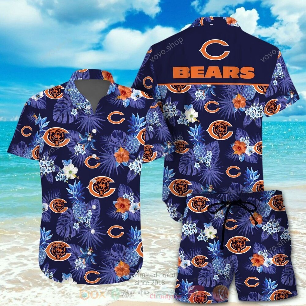 NFL Chicago Bears Blue Hawaiian Shirt, Short 6