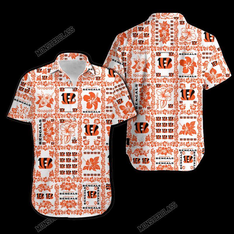 BEST NFL Cincinnati Bengals Hibiscus Hawaiian Shirt, Short 4