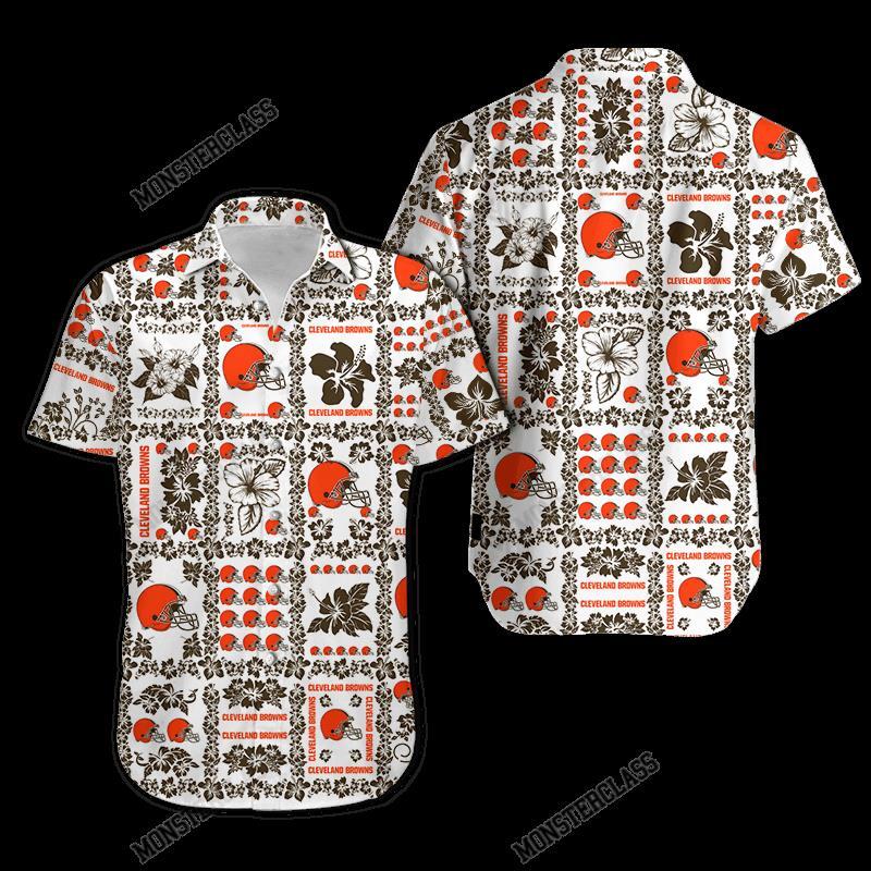 BEST NFL Cleveland Browns Hibiscus Hawaiian Shirt, Short 4