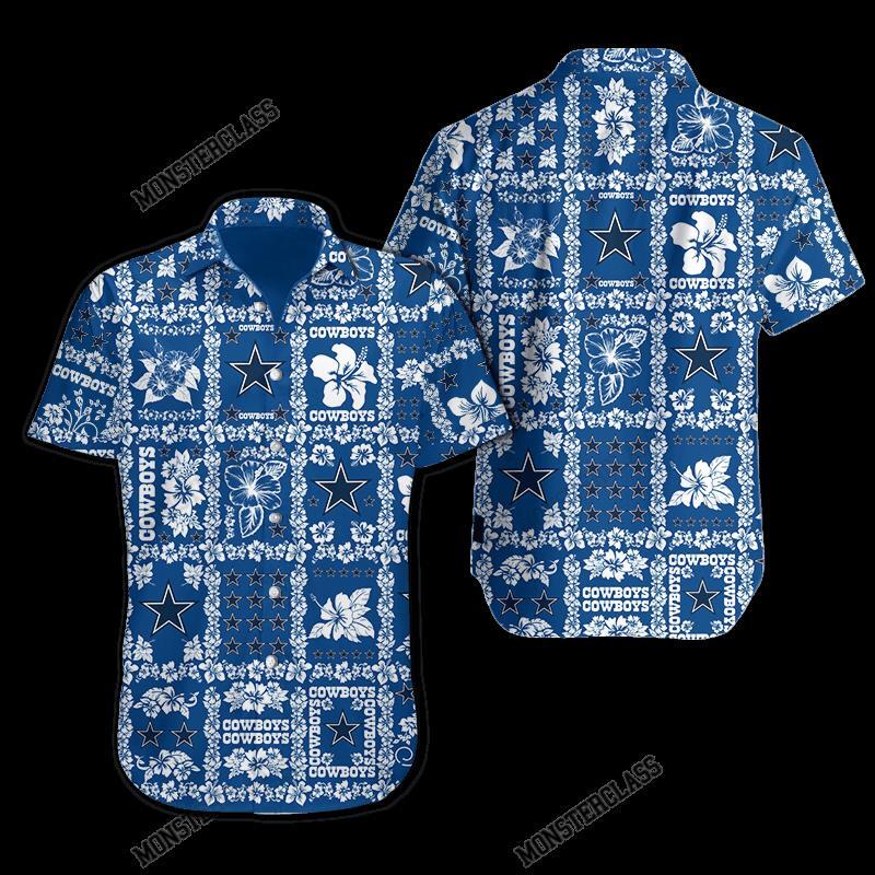 BEST NFL Dallas Cowboys Hibiscus Hawaiian Shirt, Short 4