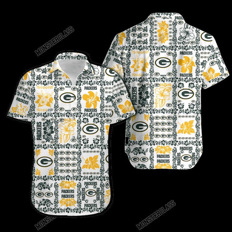 BEST NFL Green Bay Packers Hibiscus Hawaiian Shirt, Short 5