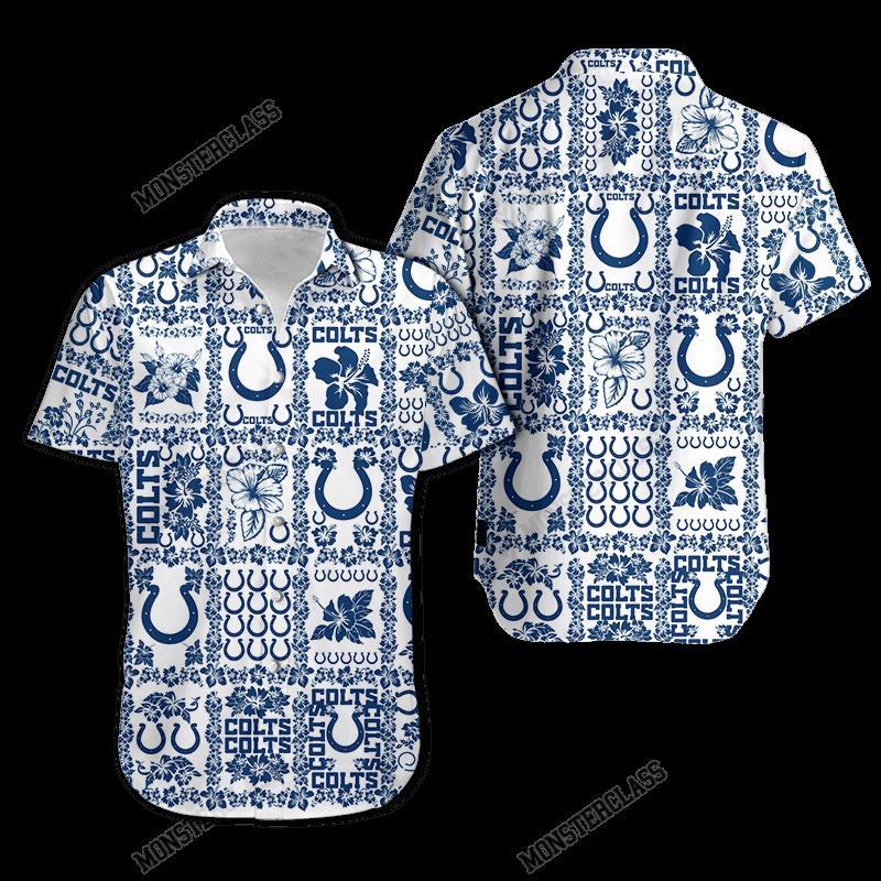 BEST NFL Indianapolis Colts Hibiscus Hawaiian Shirt, Short 7