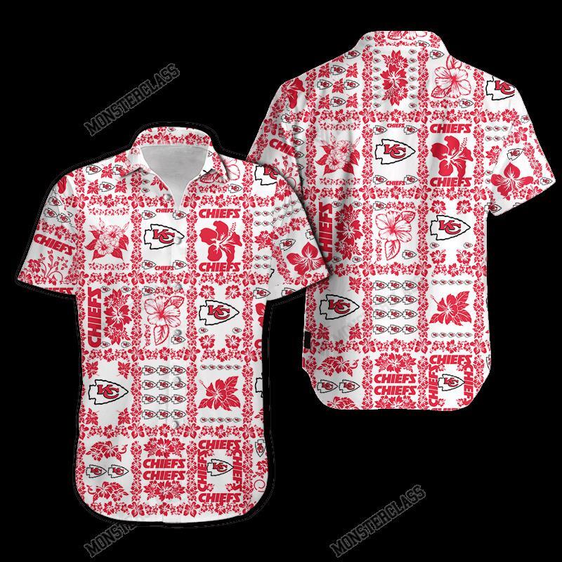 BEST NFL Kansas City Chiefs Hibiscus Hawaiian Shirt, Short 5