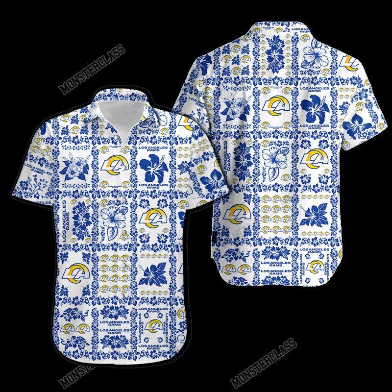 BEST NFL Los Angeles Rams Hibiscus Hawaiian Shirt, Short 7