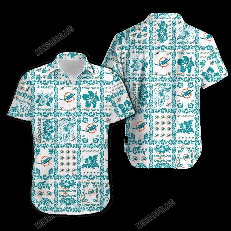 BEST NFL Miami Dolphins Hibiscus Hawaiian Shirt, Short 5