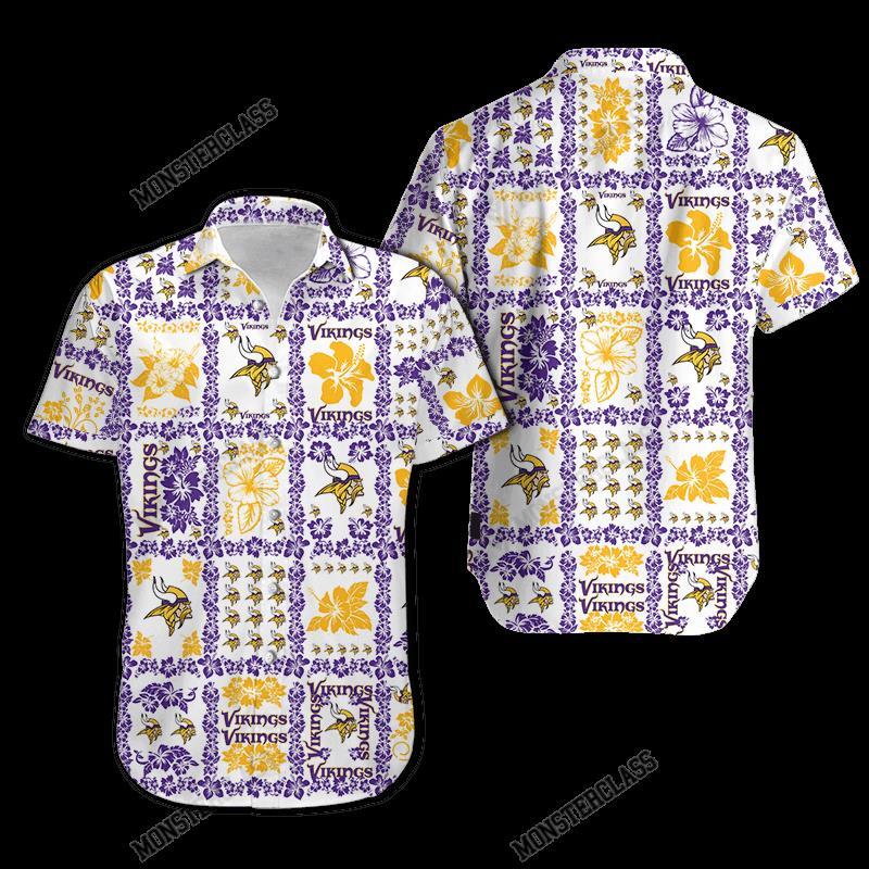 BEST NFL Minnesota Vikings Hibiscus Hawaiian Shirt, Short 8
