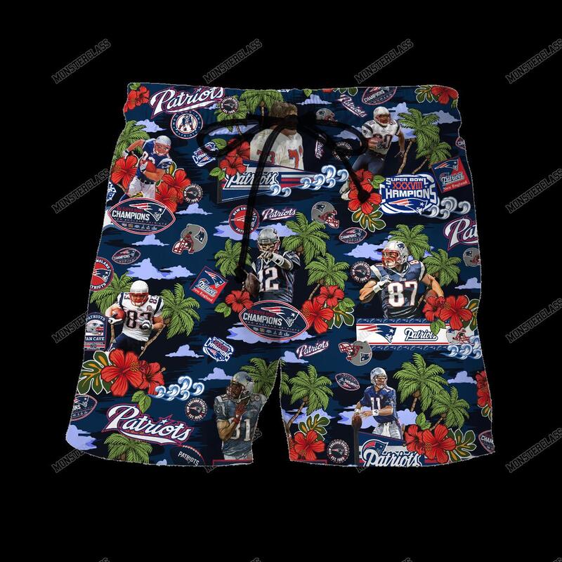 BEST NFL New England Patriots Tropical Island Hawaiian Shirt, Short 2
