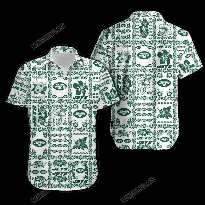 BEST NFL New York Jets Hibiscus Hawaiian Shirt, Short 5