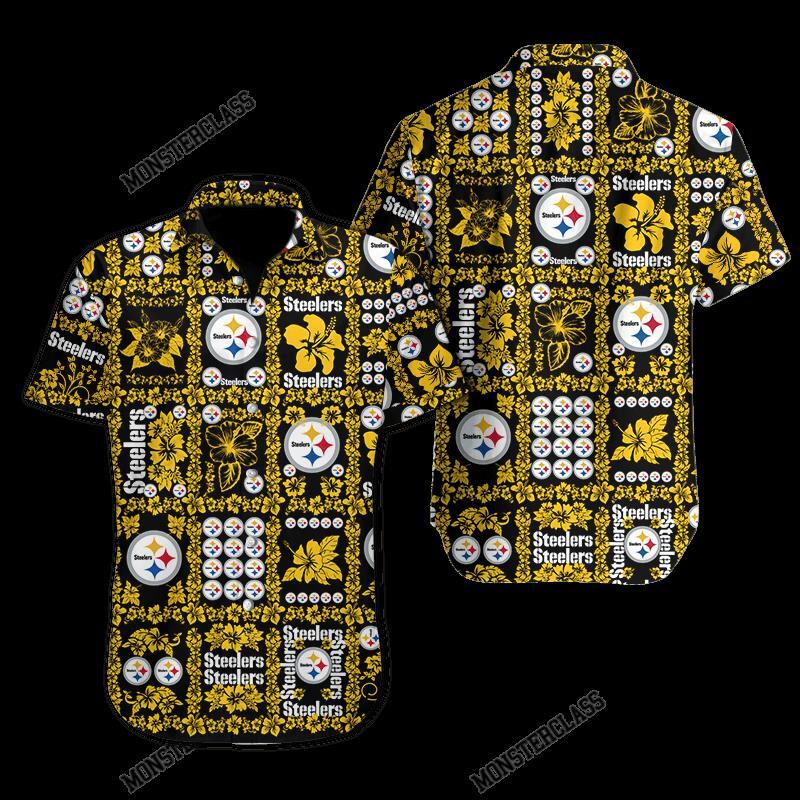 BEST NFL Pittsburgh Steelers Hibiscus Hawaiian Shirt, Short 5