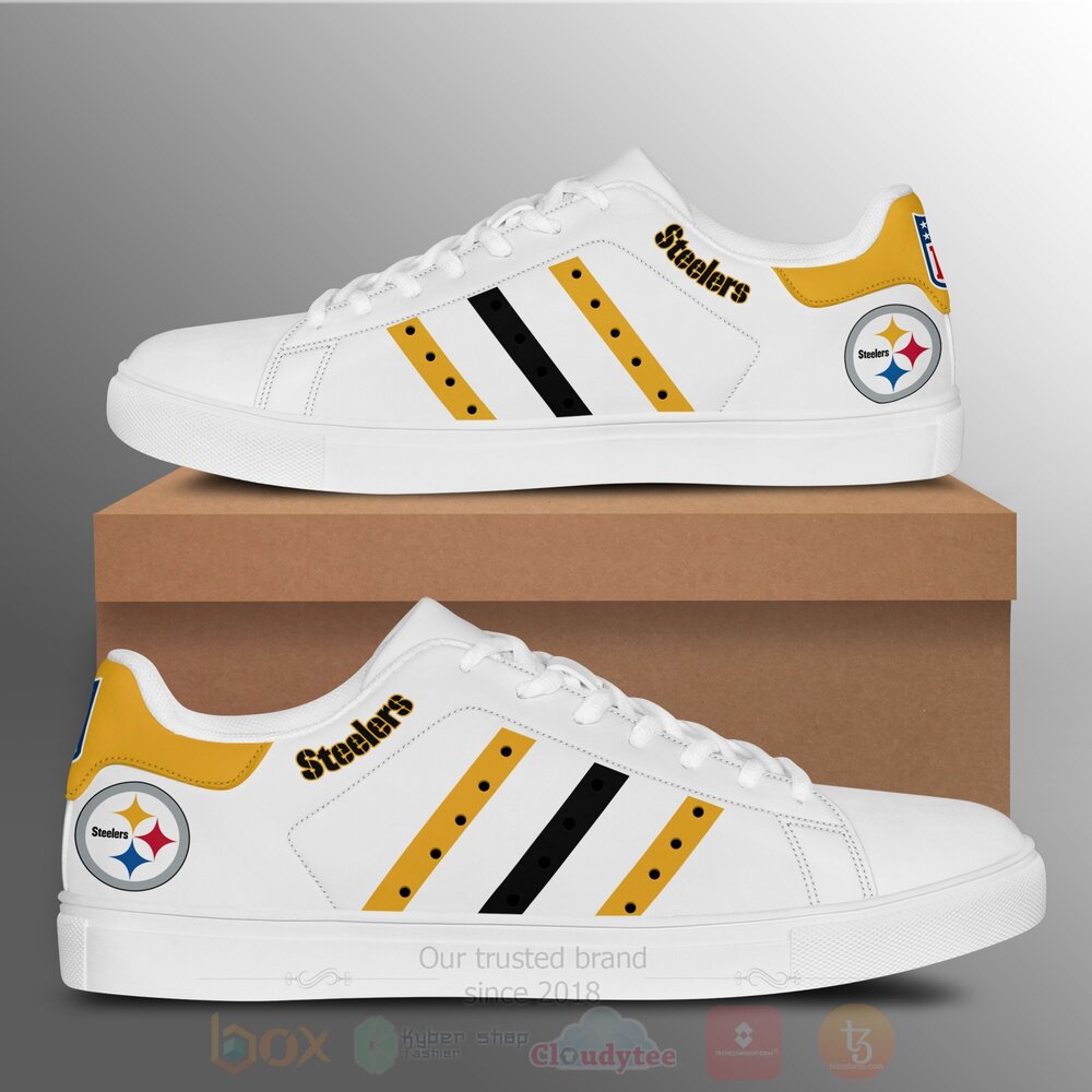 TOP NFL Pittsburgh Steelers White Skate Stan Smith Shoes 7