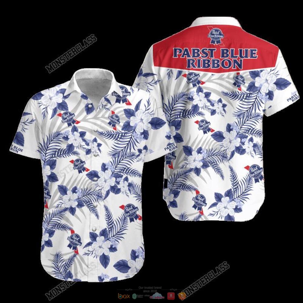 Pabst Blue Ribbon Tropical Plant Hawaiian Shirt, Shorts 4