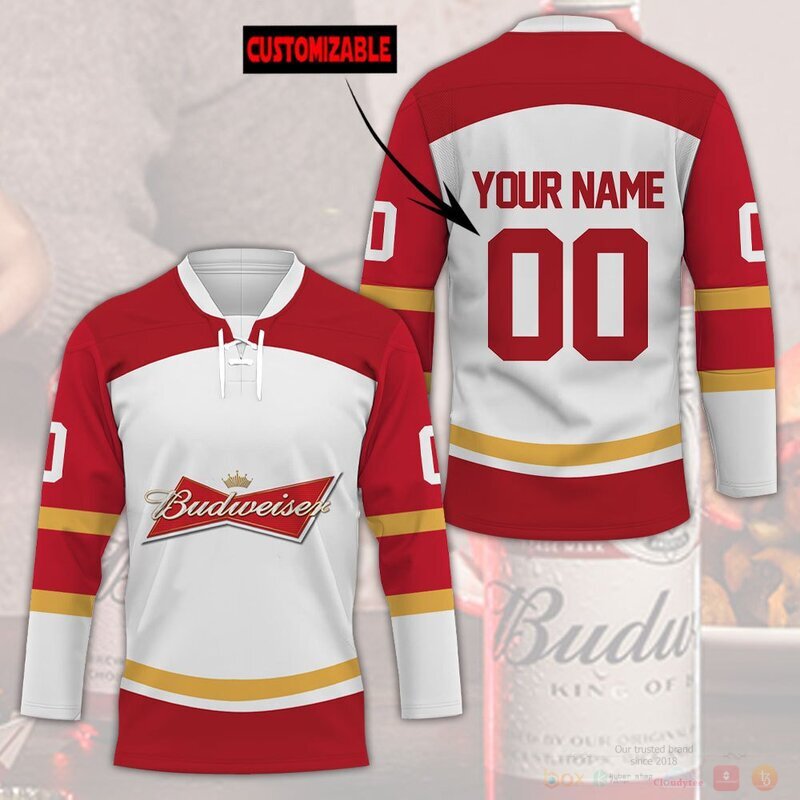 BEST Budweiser beer Custom name and number Hockey Jersey 3