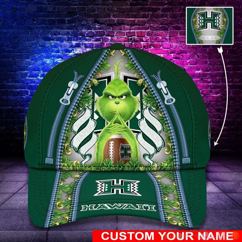 BEST Grinch Hawaii Rainbow Warriors NCAA Personalized Custom Cap 8