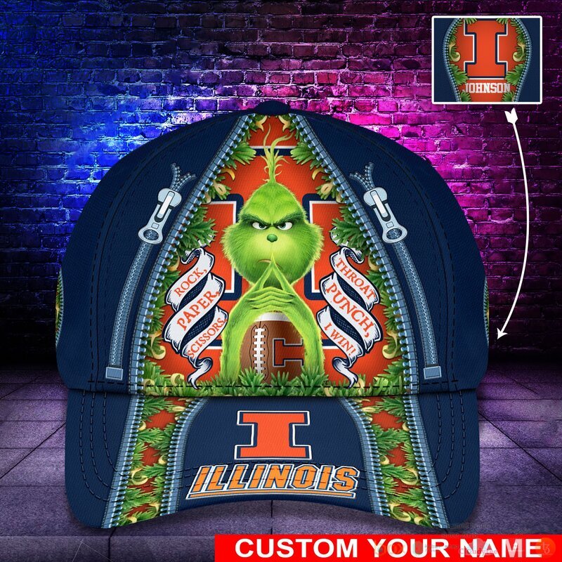 BEST Grinch Illinois Fighting Illini NCAA Personalized Custom Cap 9