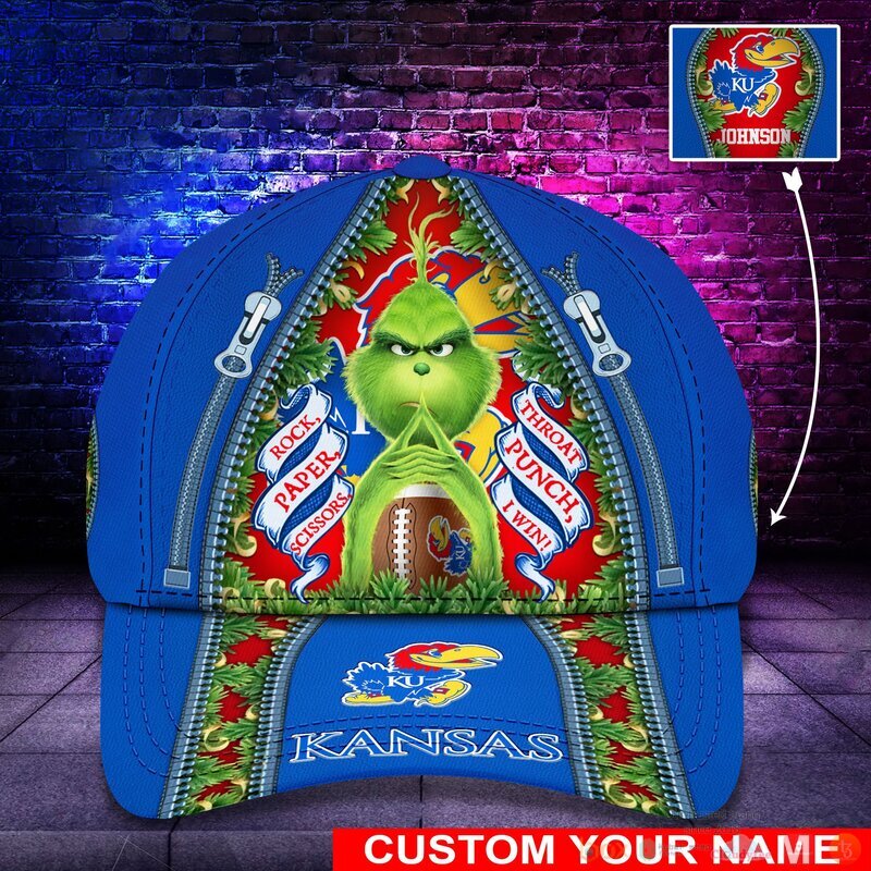 BEST Grinch Kansas Jayhawks NCAA Personalized Custom Cap 9