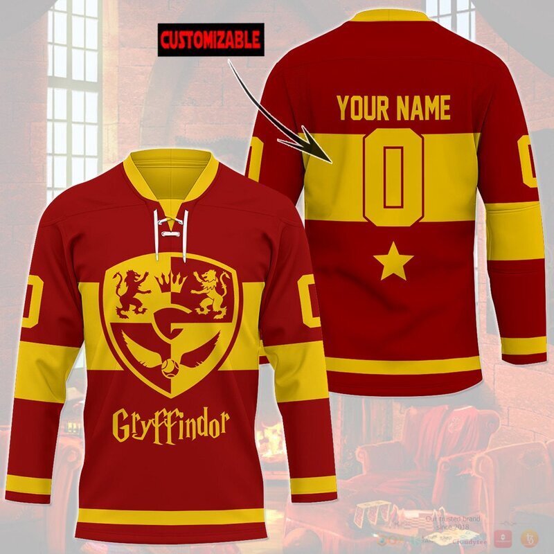 BEST Harry Potter Gryffindor Custom name and number Hockey Jersey 3