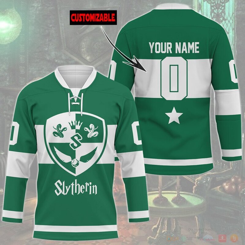 BEST Harry Potter Slytherin Custom name and number Hockey Jersey 6