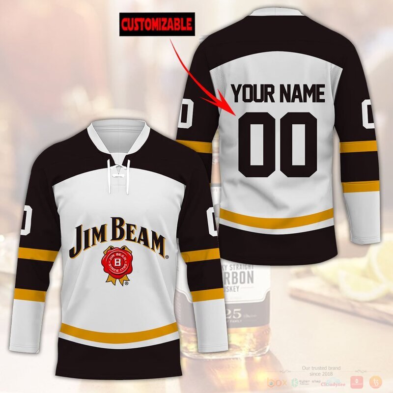 BEST Jim Beam Bourbon Whiskey Custom name and number Hockey Jersey 2