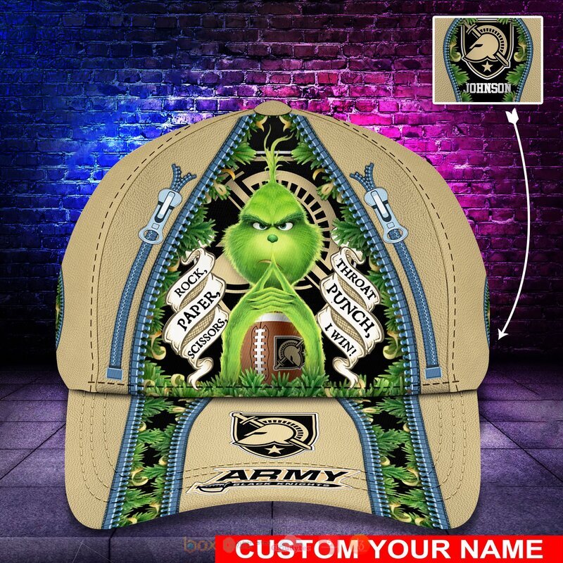 HOT Personalized Army Black Knights Rock Paper Scissors The Grinch NCAA Cap 9