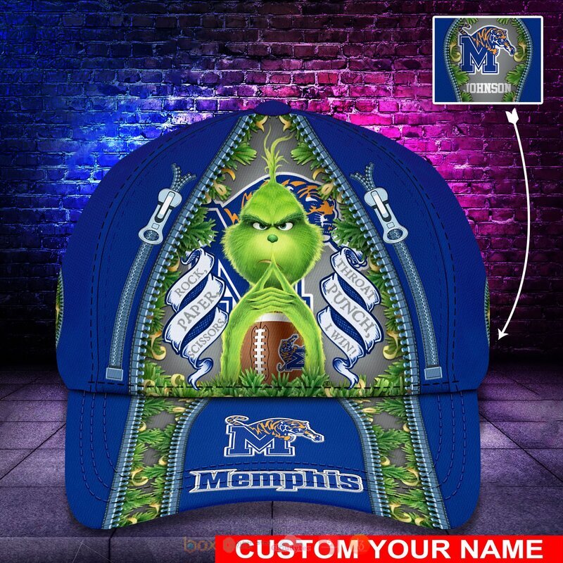 HOT Personalized Memphis Tigers Rock Paper Scissors The Grinch NCAA Cap 9