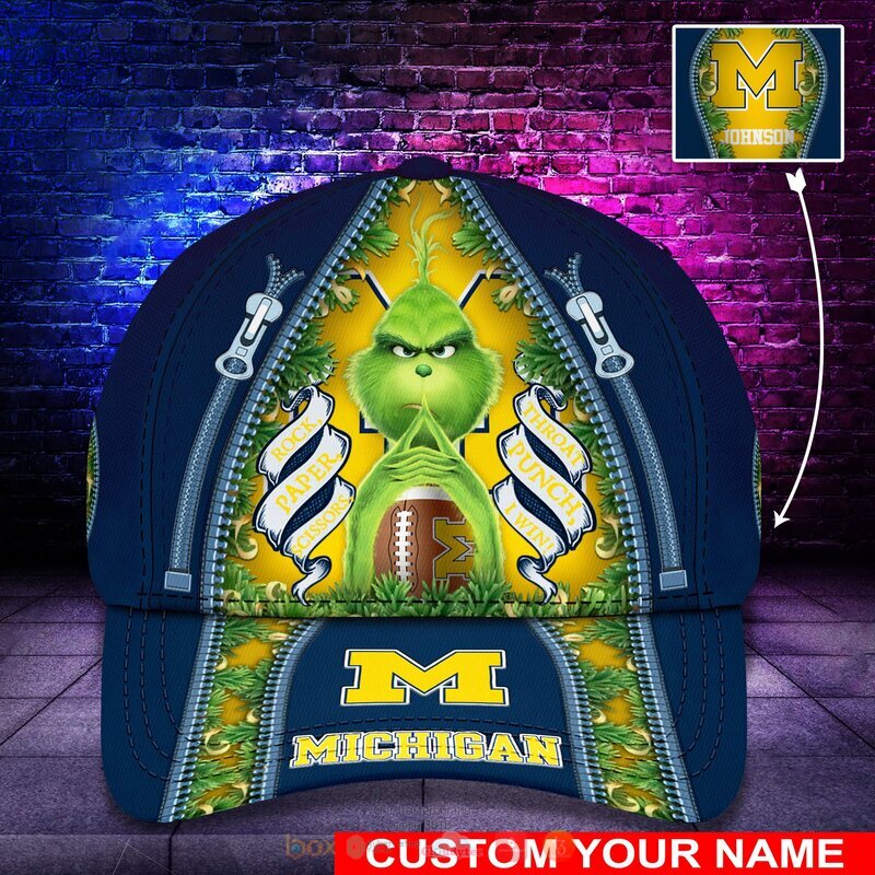 HOT Personalized Michigan Wolverines Rock Paper Scissors The Grinch NCAA Cap 9