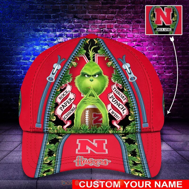 HOT Personalized Nebraska Cornhuskers Rock Paper Scissors The Grinch NCAA Cap 8