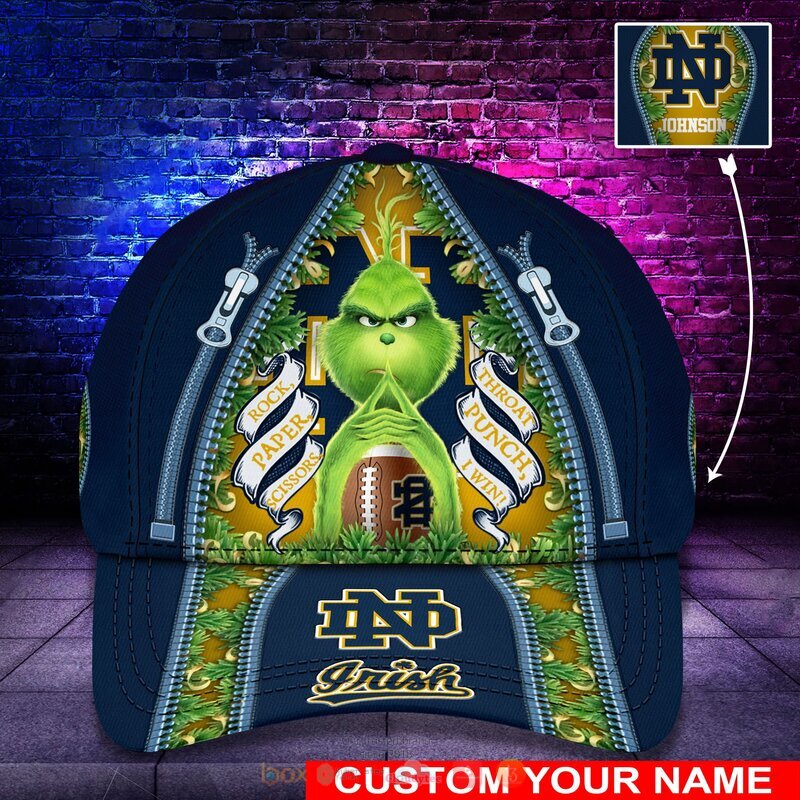 HOT Personalized Notre Dame Fighting Irish Rock Paper Scissors The Grinch NCAA Cap 8