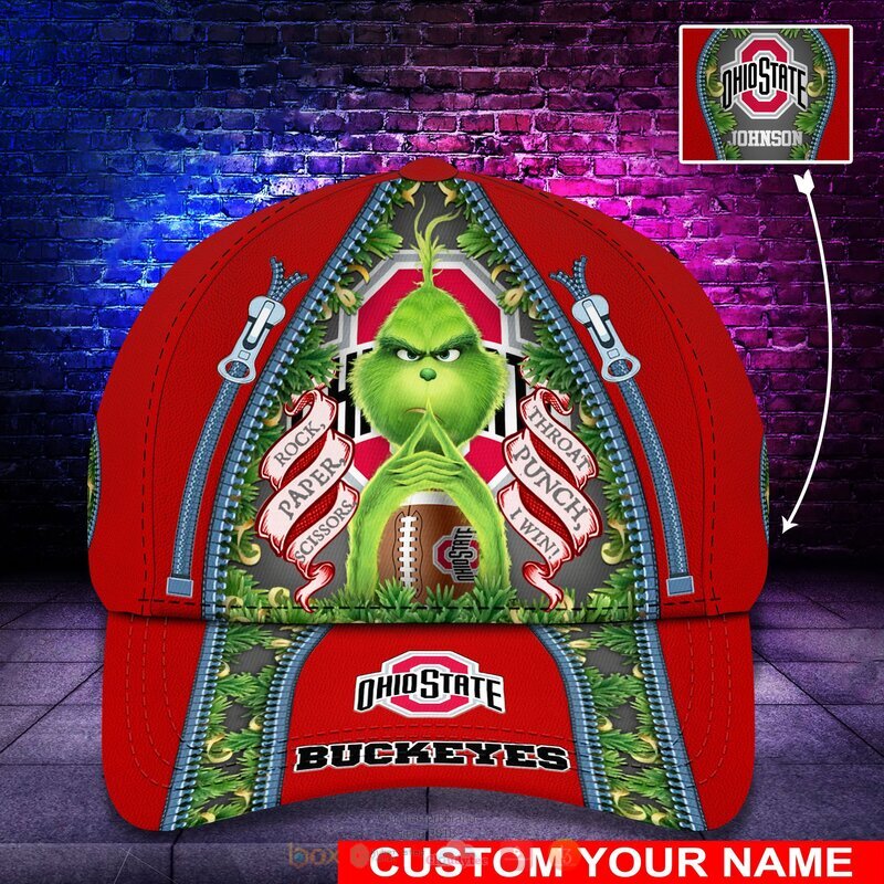 HOT Personalized Ohio State Buckeyes Rock Paper Scissors The Grinch NCAA Cap 11