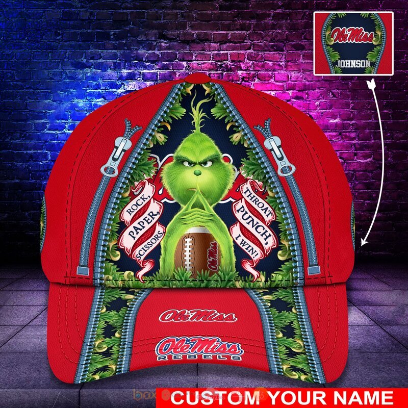 HOT Personalized Ole Miss Rebels Rock Paper Scissors The Grinch NCAA Cap 10