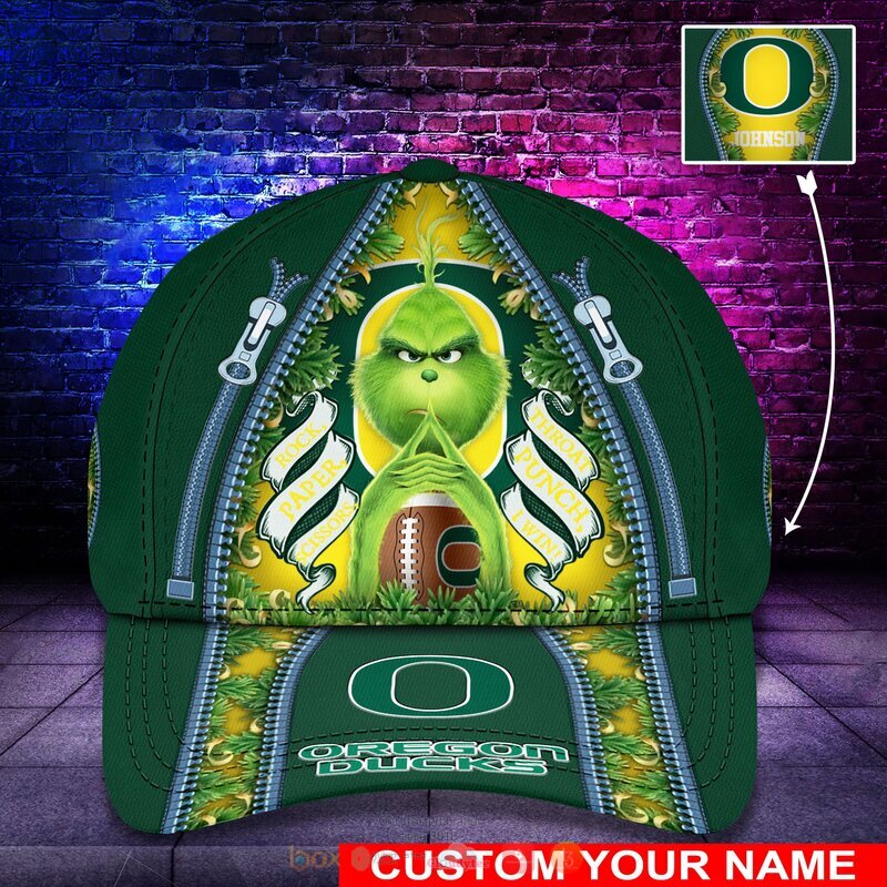 HOT Personalized Oregon Ducks Rock Paper Scissors The Grinch NCAA Cap 9