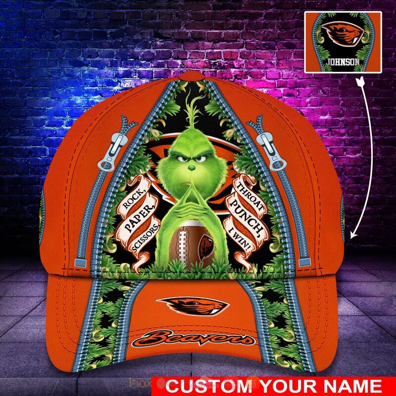 HOT Personalized Oregon State Beavers Rock Paper Scissors The Grinch NCAA Cap 8