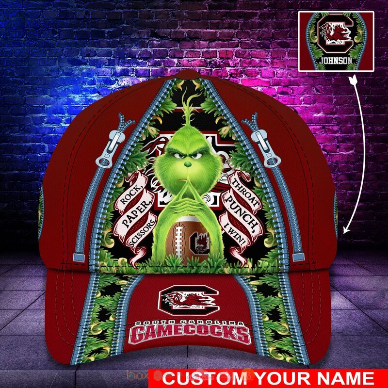 HOT Personalized South Carolina Gamecocks Rock Paper Scissors The Grinch NCAA Cap 8
