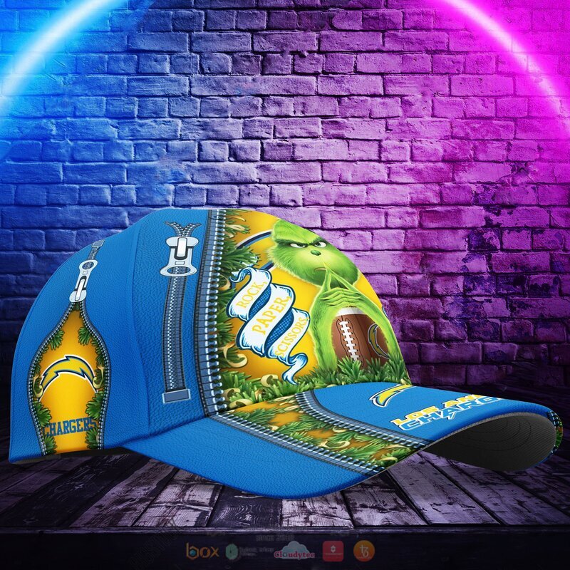 HOT Personalized Los Angeles Chargers Rock Paper Scissors The Grinch NFL Cap 15