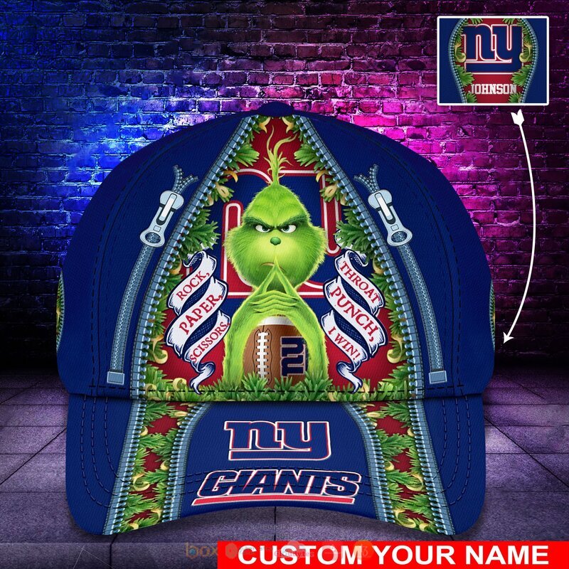 HOT Personalized New York Giants Rock Paper Scissors The Grinch NFL Cap 8