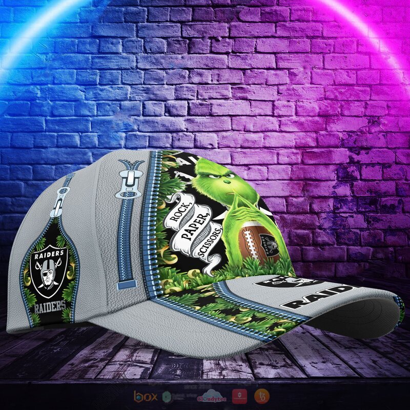 HOT Personalized Oakland Raiders Rock Paper Scissors The Grinch NFL Cap 3 HOT Personalized Oakland Raiders Rock Paper Scissors The Grinch NFL Cap - Image 3