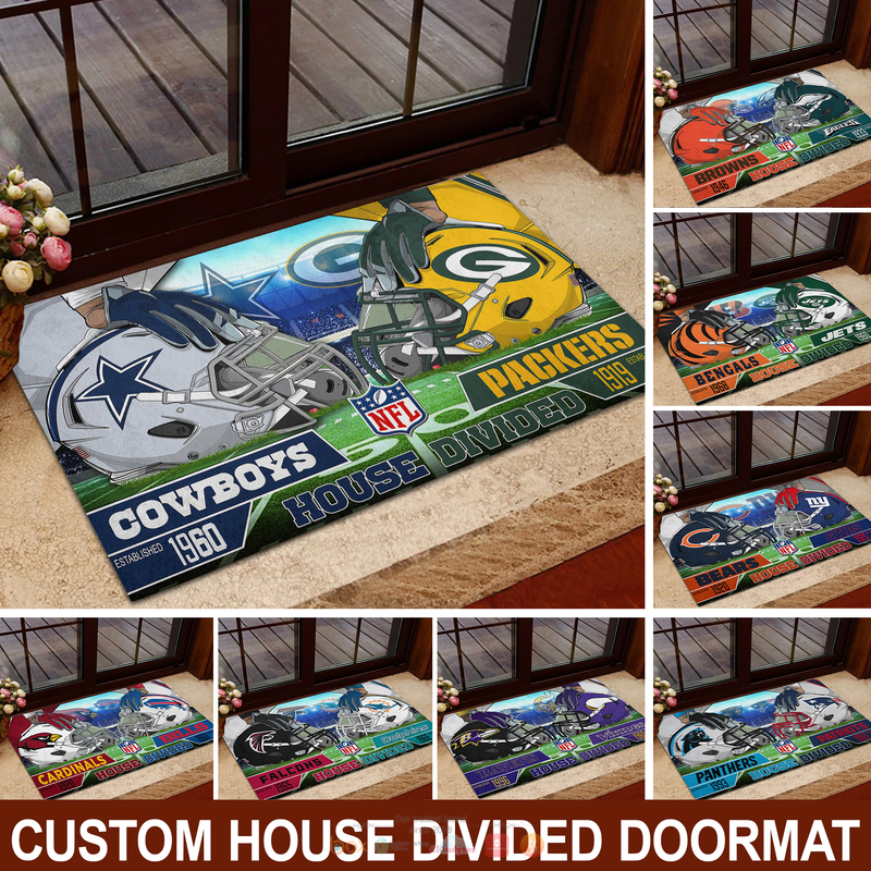 Teams House Divided Personalized NFL Doormat 8