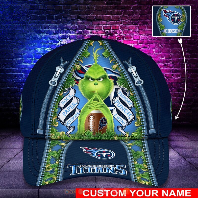HOT Personalized Tennessee Titans Rock Paper Scissors The Grinch NFL Cap 9