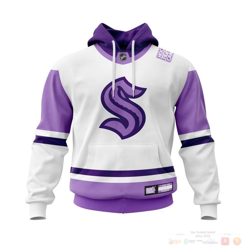 HOT NHL Seattle Kraken Fights Cancer custom name and number shirt, hoodie 16