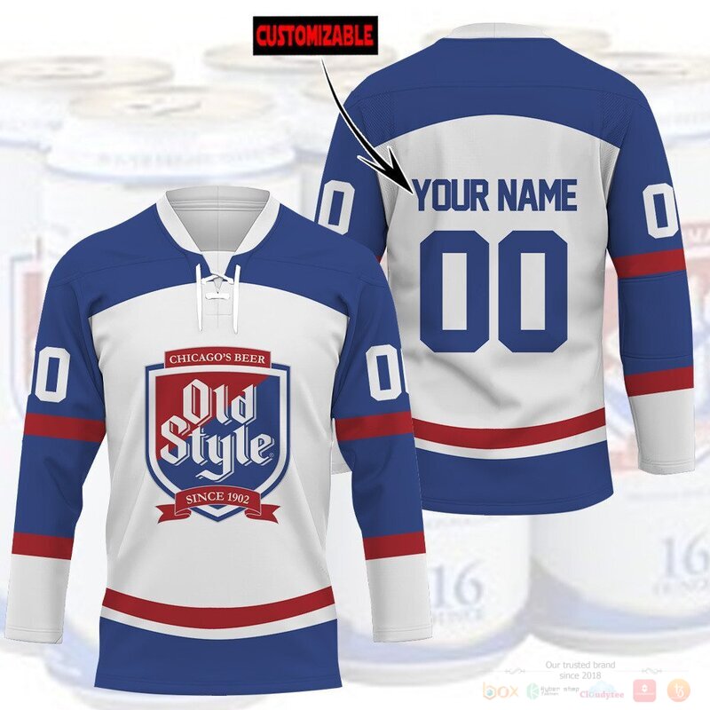 BEST Old Style Beer Custom name and number Hockey Jersey 2
