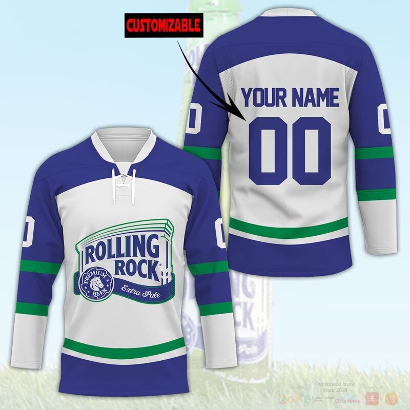BEST Rolling Rock Custom name and number Hockey Jersey 3