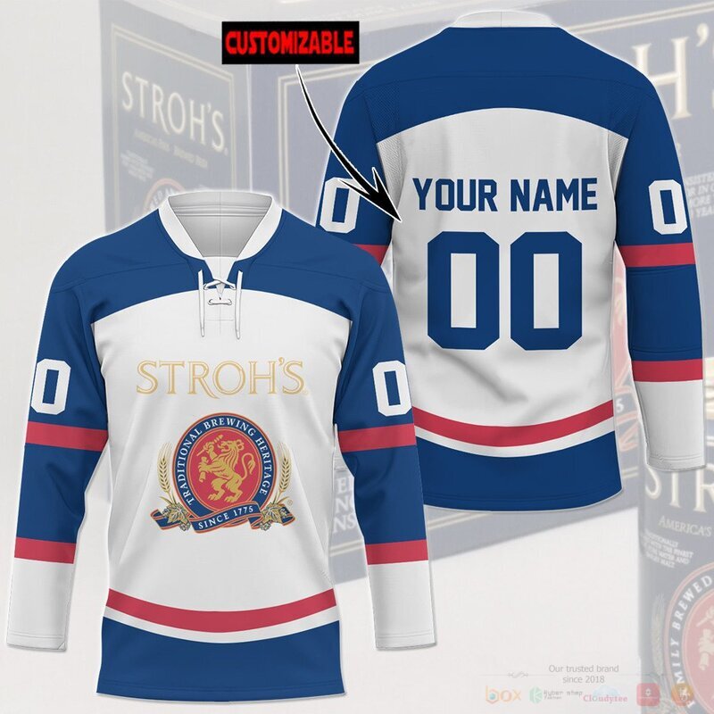 BEST Traditional Brewing Heritage Stroh's Beer Custom name and number Hockey Jersey 3