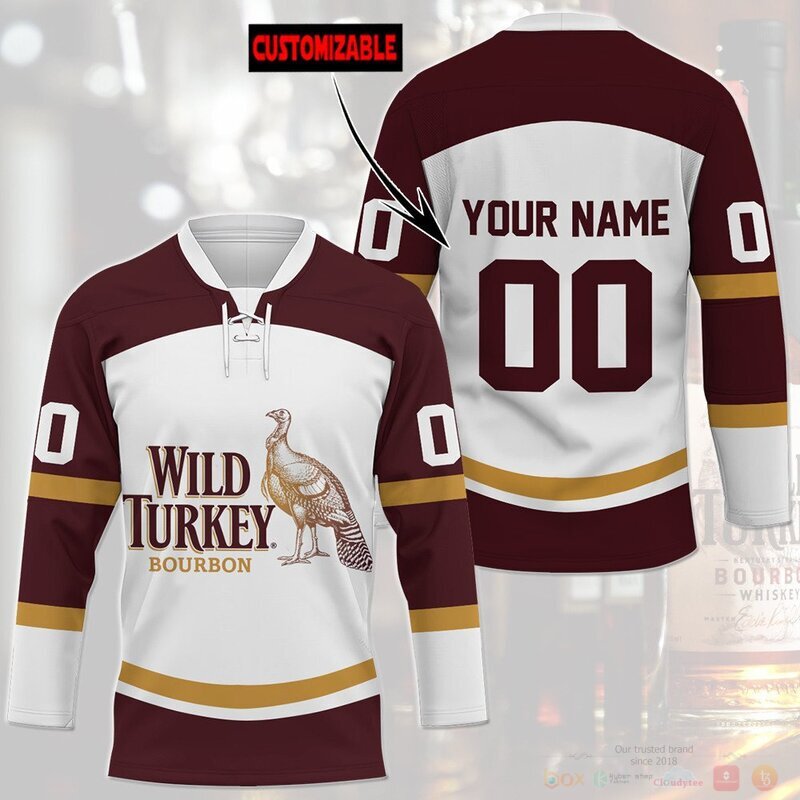 BEST Wild Turkey Bourbon Custom name and number Hockey Jersey 3