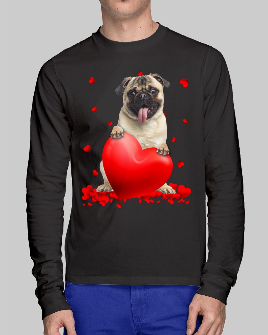 Pug Valentine Hearts shirt hoodie 11