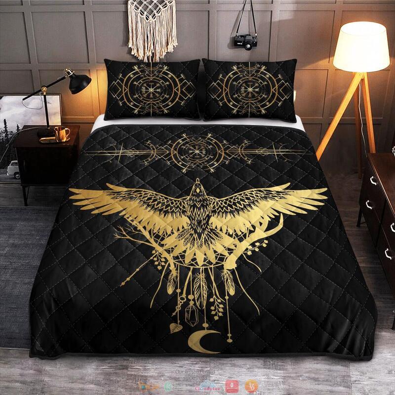 BEST Raven black Viking Full print 3d Quilt Bedding Set 10