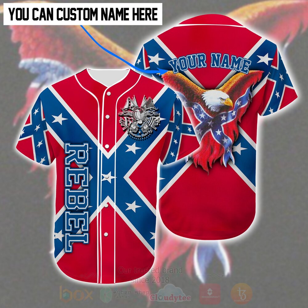 TOP Personalized Rebel Eagle American History Custom Baseball Shirt 10