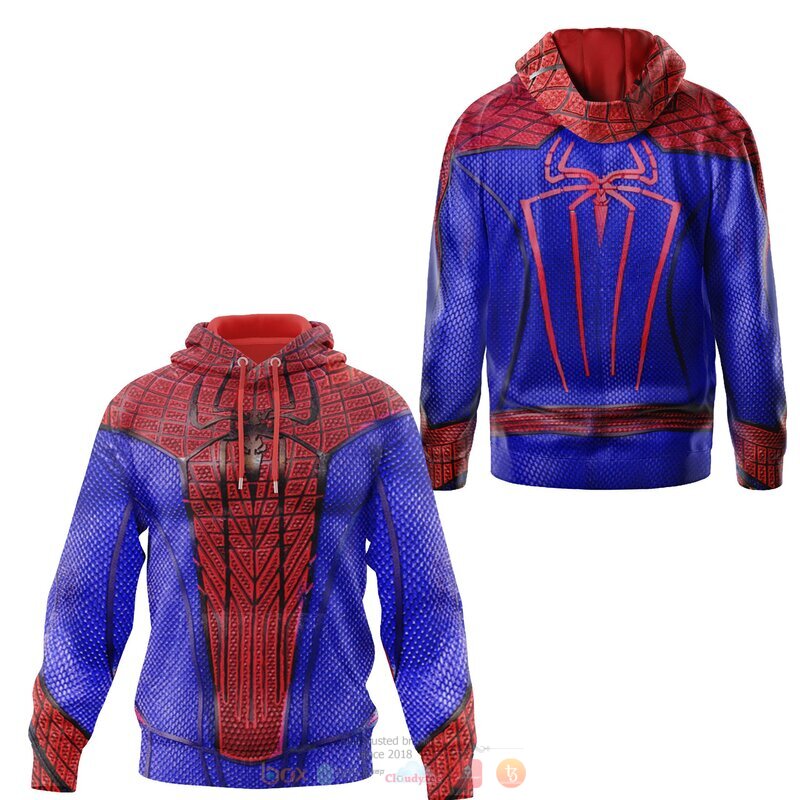 HOT Marvel Spider Man blue 3d hoodie and shirt 8