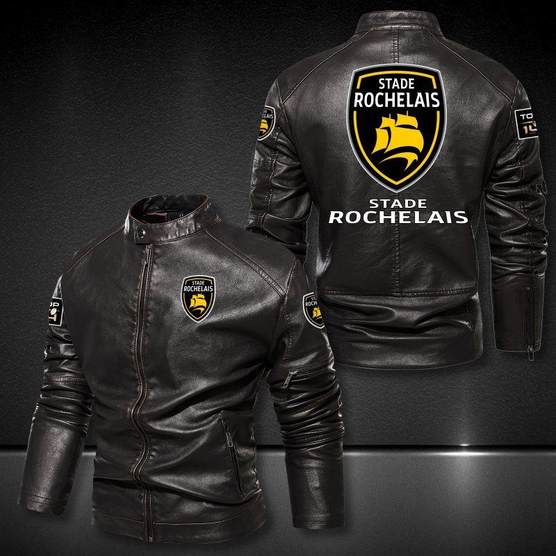 HOT Stade Rochelais Club block leather jacket 4 HOT Stade Rochelais Club block leather jacket - Image 4