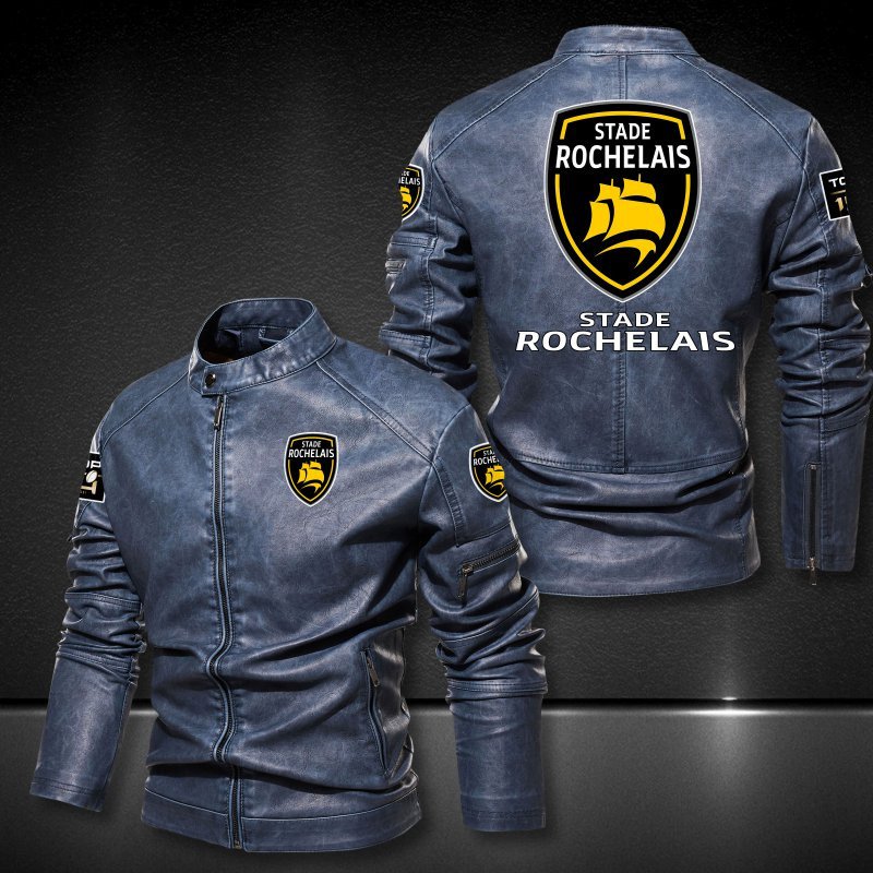 HOT Stade Rochelais Club block leather jacket 3 HOT Stade Rochelais Club block leather jacket - Image 3