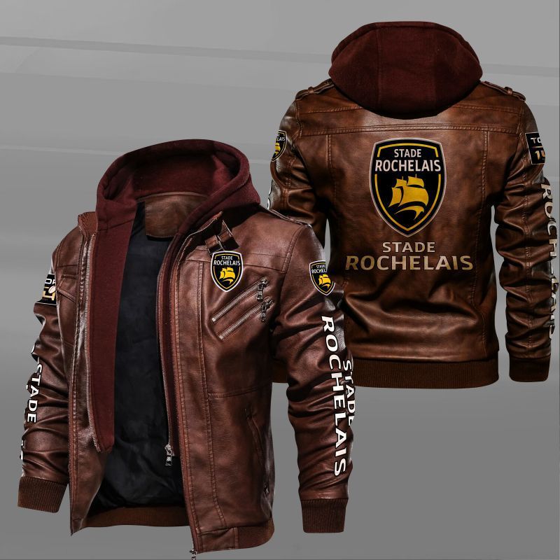 HOT Stade Rochelais Club leather jacket 11